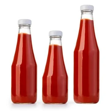 Ketchup bottle on white Stock Photos