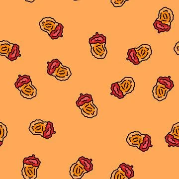 Ketchup chicken fried vector seamless pattern Stock Illustration