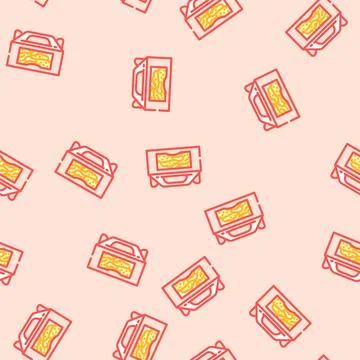 Ketchup chicken fried vector seamless pattern Stock Illustration