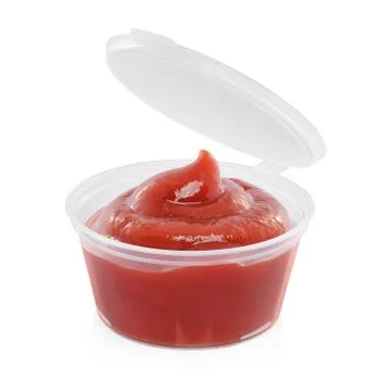 Ketchup container isolated on white Stock Photos