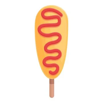 Ketchup corn icon cartoon vector. Corndog stick Stock Illustration