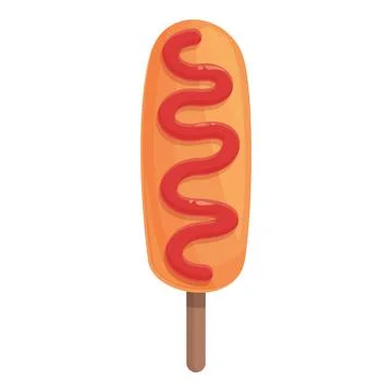 Ketchup corndog icon cartoon vector. Corn stick Illustrazione stock