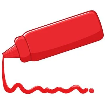 Ketchup spilling from a bottle. Vector illustration Stock Illustration
