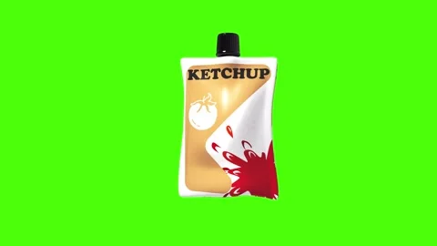 Ketchup Squeeze Pouch 3D icon motion Stock Footage 331065786