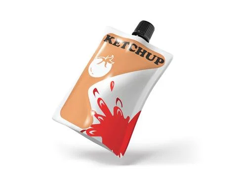 Ketchup Squeeze Pouch isolated 3D vector icon Stock Illustration
