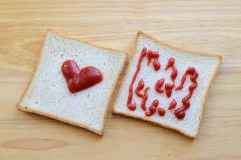 Ketchup on toast Stock Photos
