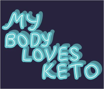 Keto diet hand drawn vector lettering. Low carb diet clipart, sticker. My bod 스톡 일러스트