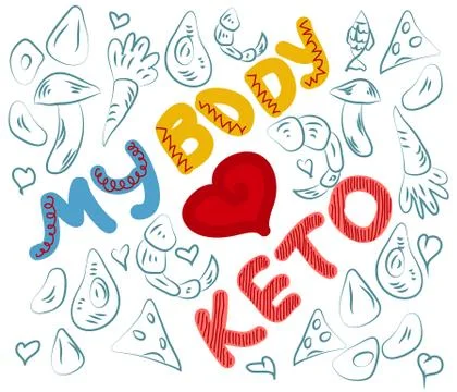 Keto diet hand drawn vector lettering. Low carb diet clipart, sticker. My bod Ilustración de archivo