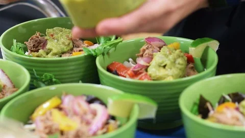 Keto friendy mexican dishes being prepared Stock Footage