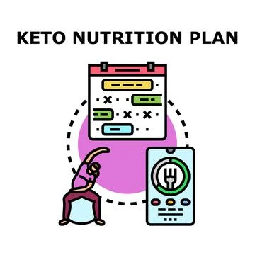 Keto nutrition plan managing diet and fitness lifestyle Illustration