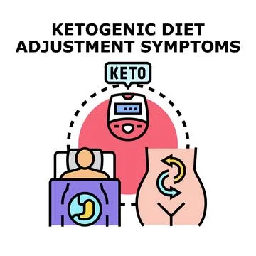 Ketogenic diet adjustment process causing health symptoms Stock Illustration