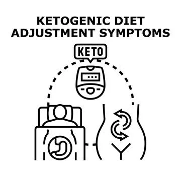 Ketogenic diet adjustment process causing health symptoms Stock Illustration