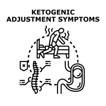 Ketogenic diet symptoms, problems, and body adjustment issues Stock Illustration