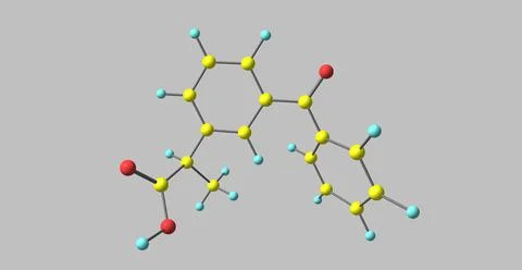 Ketoprofen molecular structure isolated on grey Stock Illustration
