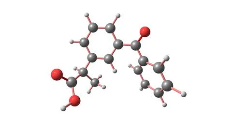 Ketoprofen molecular structure isolated on white Stock Illustration