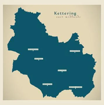 Kettering district map - England UK Stock Illustration