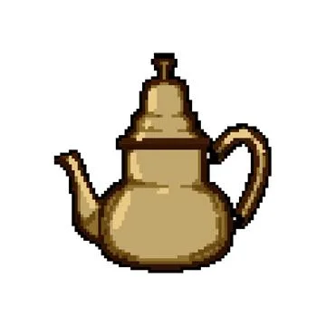Kettle arabic tea pot pixel art vector illustration Stock Illustration