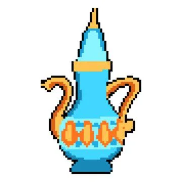 Kettle arabic tea pot pixel art vector illustration Stock Illustration