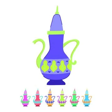 Kettle arabic tea pot vector cartoon graphic Stock Illustration