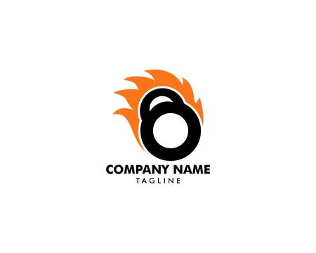 Kettle Bell Fire Logo Icon Design, Gym Logo Stock Illustration