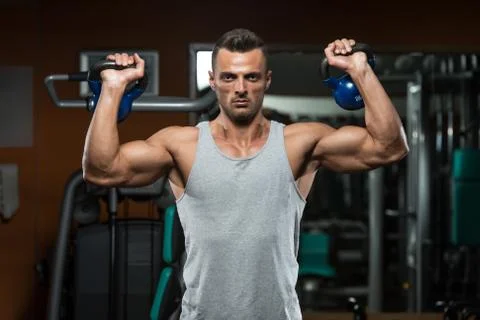 Kettle bell workout Stock Photos