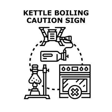 Kettle boiling caution sign vector icon concept Stock Illustration