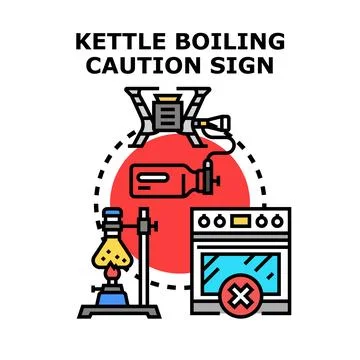 Kettle boiling caution sign vector icon concept Stock Illustration