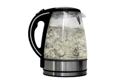 Kettle boiling on an isolated background Photos
