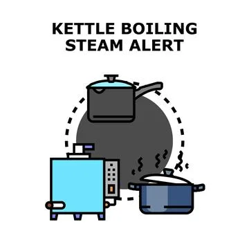 Kettle boiling steam alert icon concept Stock Illustration
