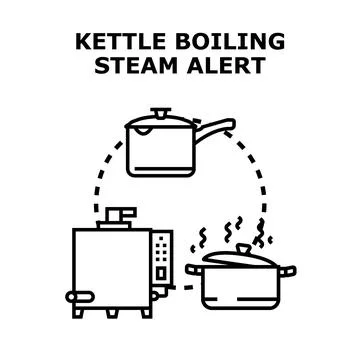Kettle boiling steam alert icon concept Stock Illustration