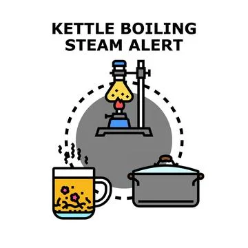 Kettle boiling steam alert technology icon concept Stock Illustration