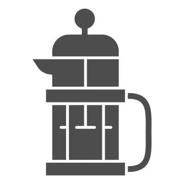 Kettle for brewing tea or coffee solid icon, Coffee time concept, Teapot sign on Stock Illustration