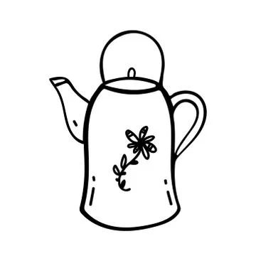 Kettle doodle icon vector hand drawing. icon in vector. Hand drawn kettle Stock Illustration