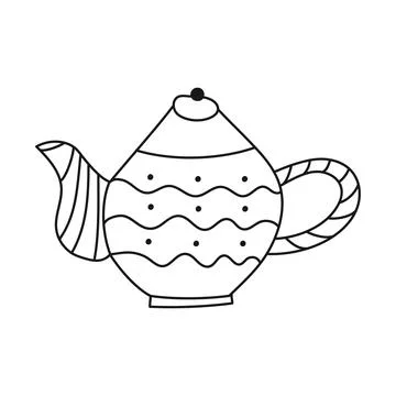 Kettle with doodle pattern on white background Stock Illustration