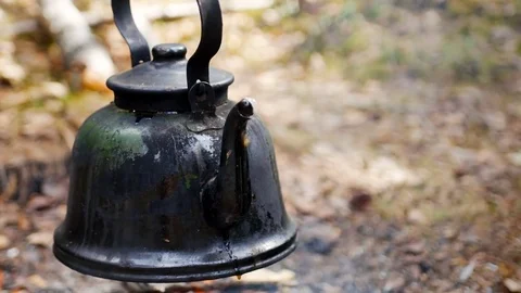Kettle on the fire Stock Footage 70073798