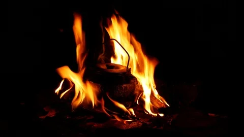 Kettle In The Fire Stock Footage 97181066