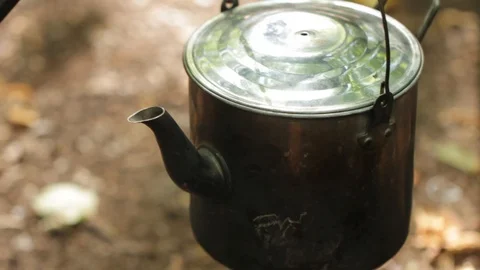 Kettle on the fire Stock Footage 99978317
