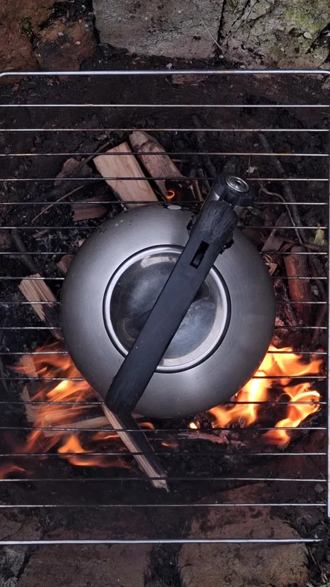Kettle on the fire Stock Footage 341676621