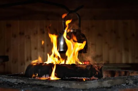 Kettle on fire Stock Photos