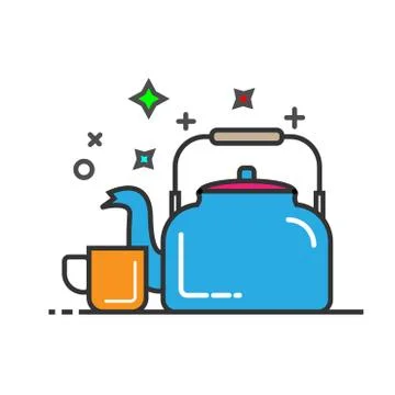 Kettle flat icon Stock Illustration