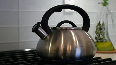 Kettle on gas stove. Stock-Footage 86252564