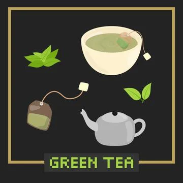 Kettle green tea vector illustration Stock Illustration