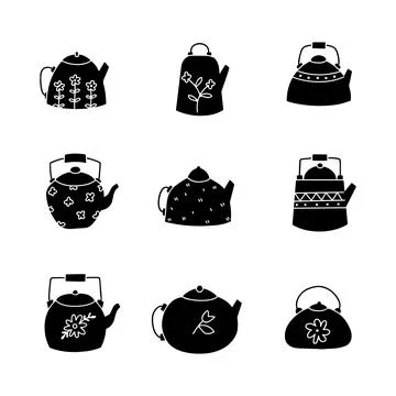 Kettle hand drawn solid icon vector illustration Stock Illustration