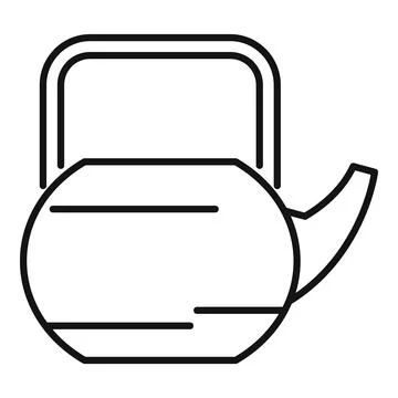 Kettle with handle drawing boiling water for hot drink Illustration