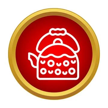 Kettle icon with handle and stylized decor Illustration