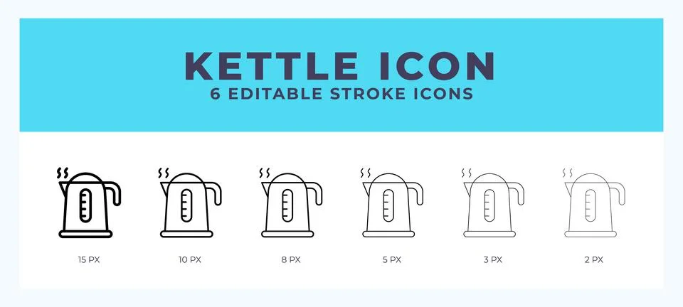 Kettle icon illustration vector with editable stroke. Stock Illustration