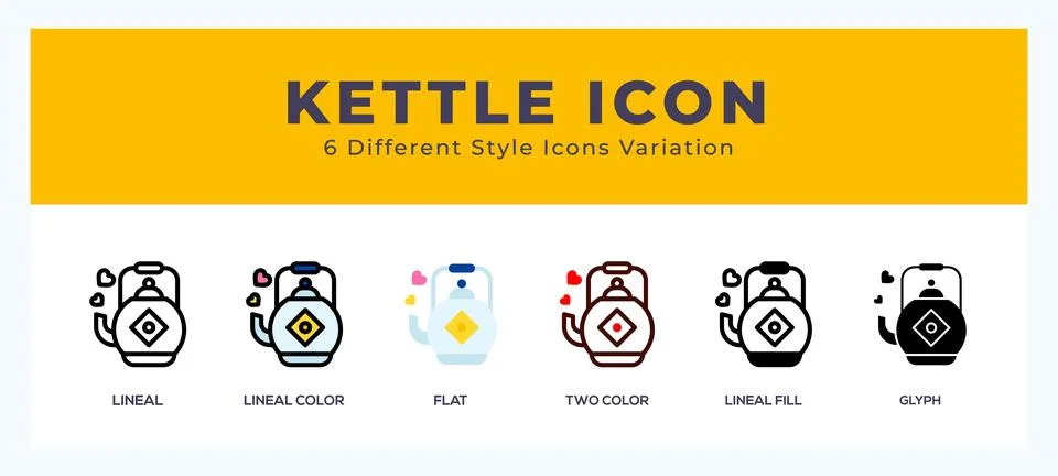 Kettle icon set with different styles. Vector illustration. Stock Illustration