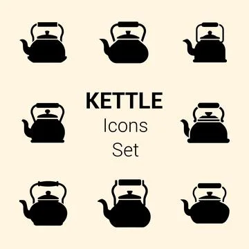 Kettle icons set. Illustrazione stock