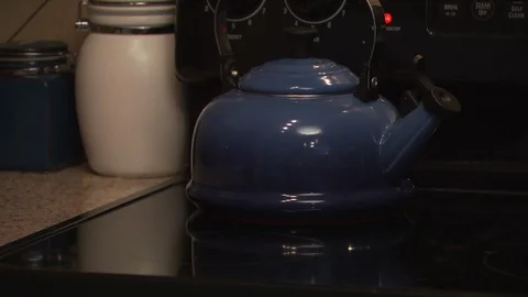 Kettle in Kitchen Stock Footage 123922737