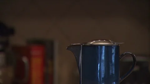 Kettle in Kitchen Stock Footage 123922886